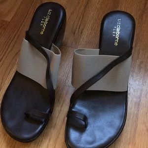Leather wedge flip flop sandals... worn twice